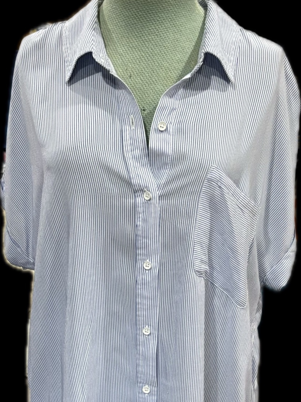 Cosmic Blue Love Ava Button Down Top, Large